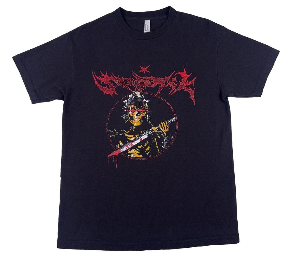 Crypta T Shirt Mens Medium Black Skeleton Sword Death Metal American Apparel
